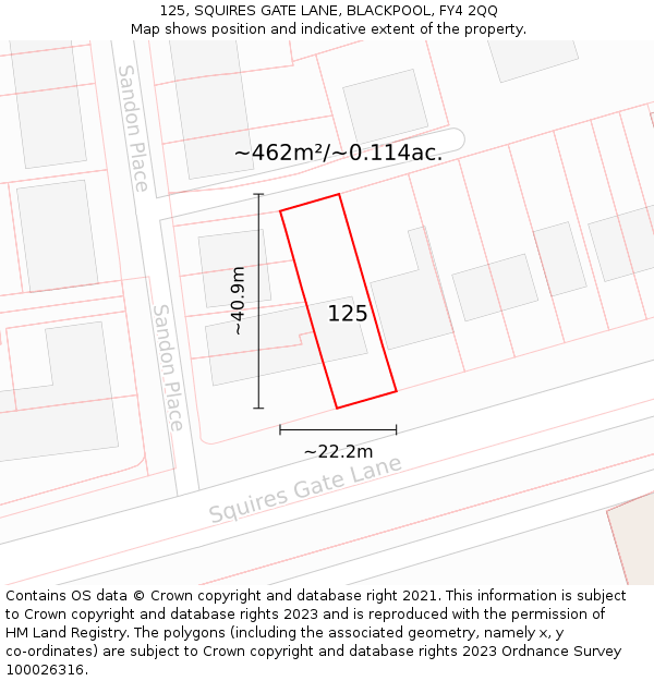 125, SQUIRES GATE LANE, BLACKPOOL, FY4 2QQ: Plot and title map