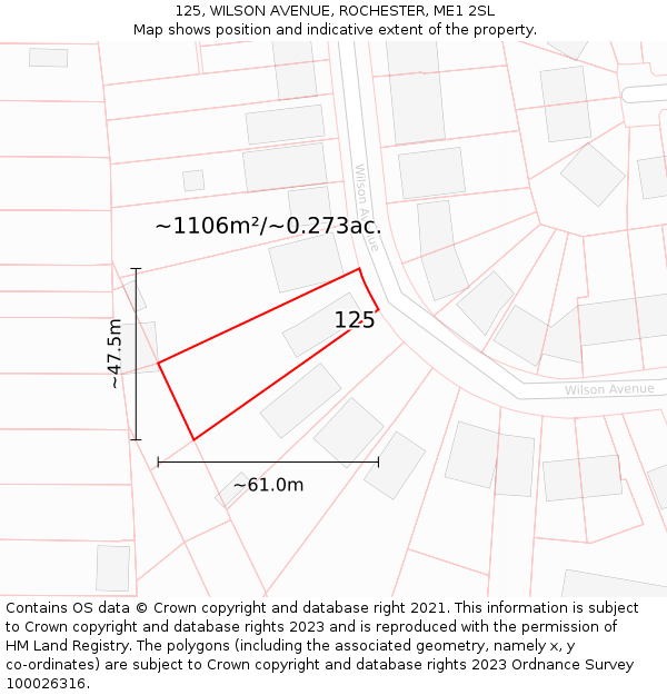 125, WILSON AVENUE, ROCHESTER, ME1 2SL: Plot and title map