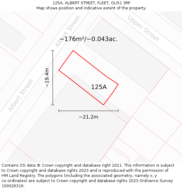 125A, ALBERT STREET, FLEET, GU51 3RP: Plot and title map