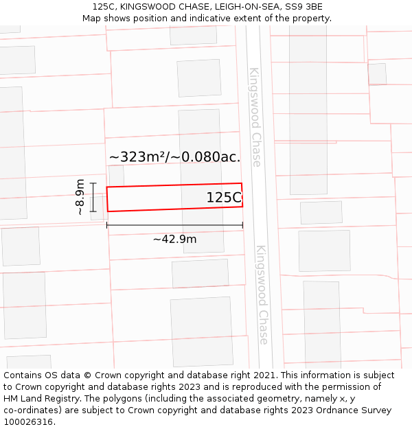 125C, KINGSWOOD CHASE, LEIGH-ON-SEA, SS9 3BE: Plot and title map