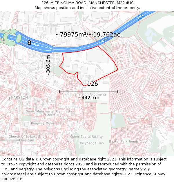 126, ALTRINCHAM ROAD, MANCHESTER, M22 4US: Plot and title map