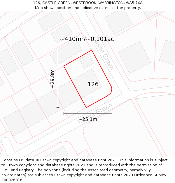 126, CASTLE GREEN, WESTBROOK, WARRINGTON, WA5 7XA: Plot and title map