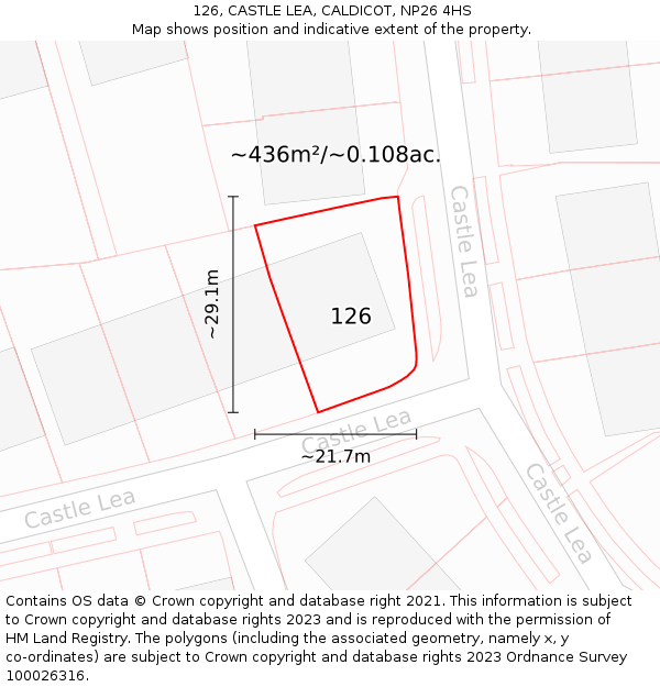 126, CASTLE LEA, CALDICOT, NP26 4HS: Plot and title map