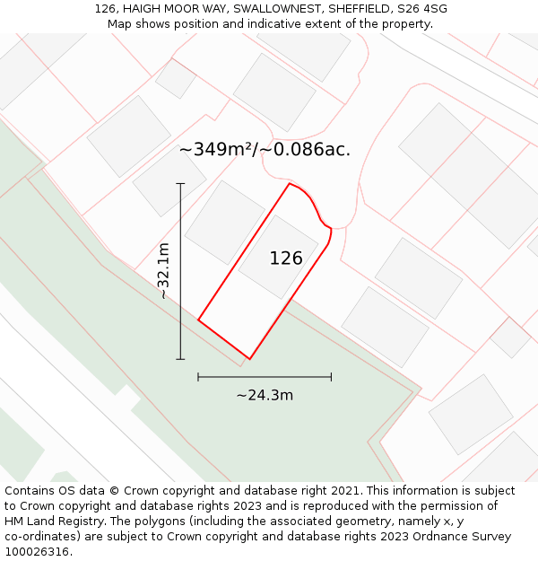 126, HAIGH MOOR WAY, SWALLOWNEST, SHEFFIELD, S26 4SG: Plot and title map