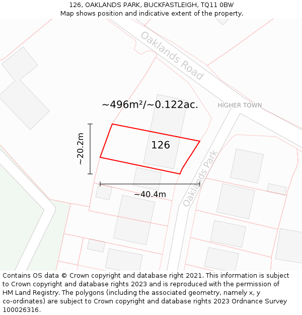 126, OAKLANDS PARK, BUCKFASTLEIGH, TQ11 0BW: Plot and title map