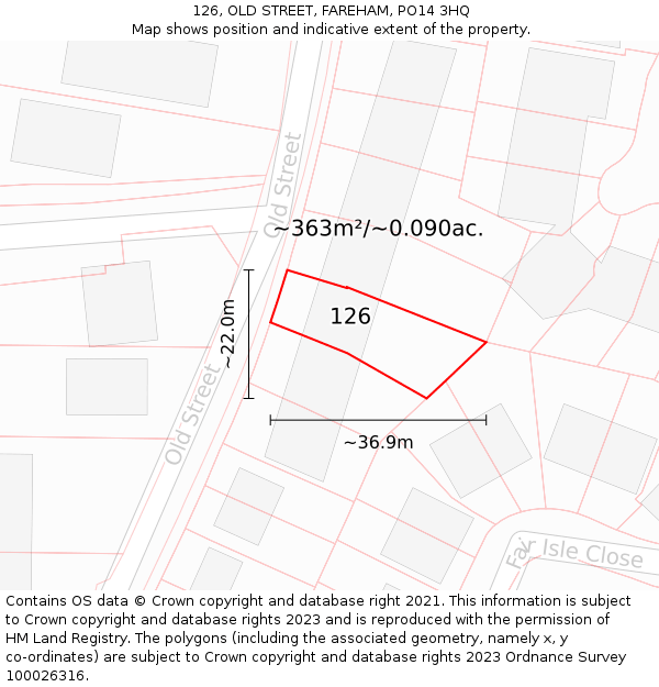 126, OLD STREET, FAREHAM, PO14 3HQ: Plot and title map