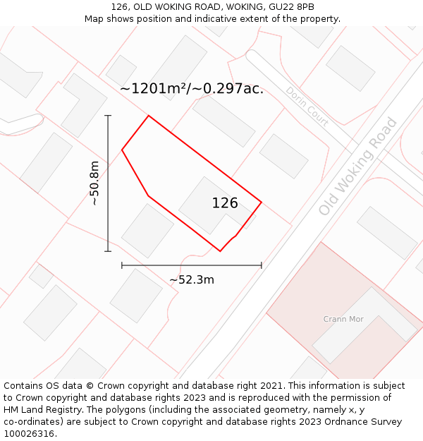 126, OLD WOKING ROAD, WOKING, GU22 8PB: Plot and title map