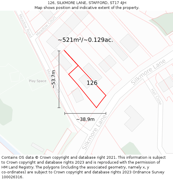 126, SILKMORE LANE, STAFFORD, ST17 4JH: Plot and title map