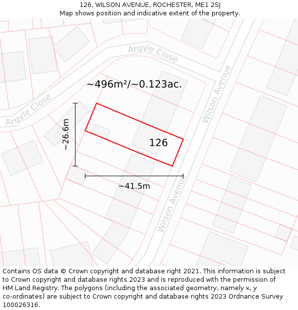 126, WILSON AVENUE, ROCHESTER, ME1 2SJ: Plot and title map