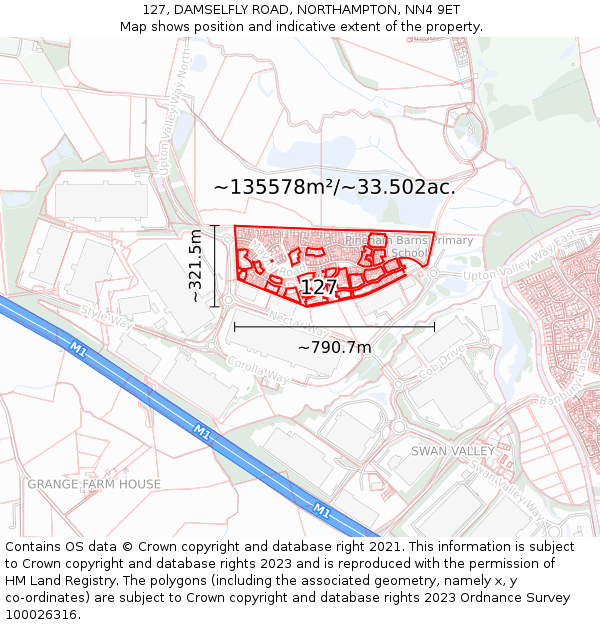 127, DAMSELFLY ROAD, NORTHAMPTON, NN4 9ET: Plot and title map