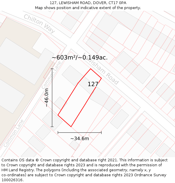 127, LEWISHAM ROAD, DOVER, CT17 0PA: Plot and title map