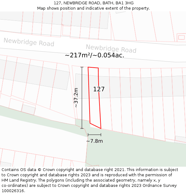 127, NEWBRIDGE ROAD, BATH, BA1 3HG: Plot and title map