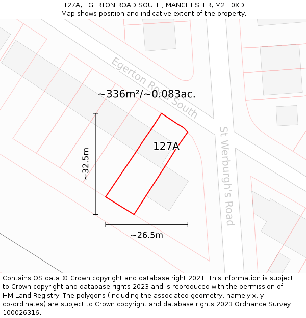 127A, EGERTON ROAD SOUTH, MANCHESTER, M21 0XD: Plot and title map