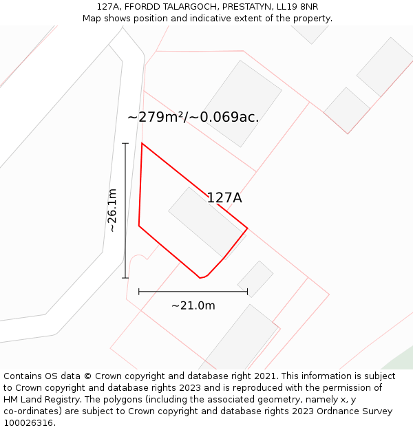 127A, FFORDD TALARGOCH, PRESTATYN, LL19 8NR: Plot and title map