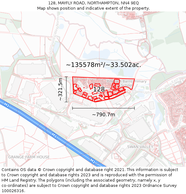 128, MAYFLY ROAD, NORTHAMPTON, NN4 9EQ: Plot and title map