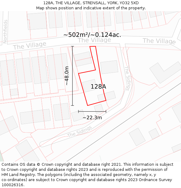 128A, THE VILLAGE, STRENSALL, YORK, YO32 5XD: Plot and title map