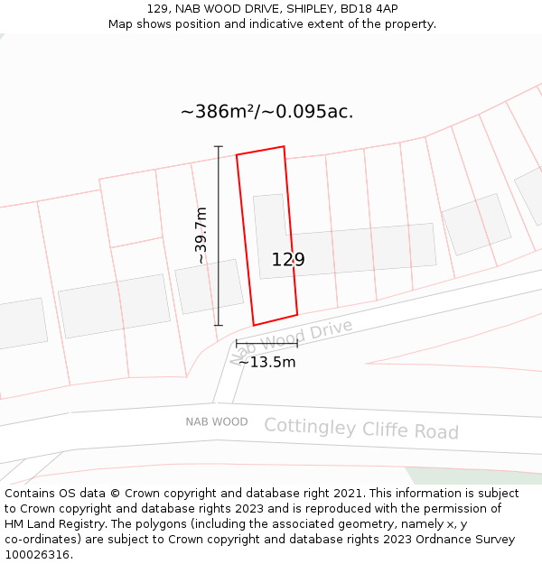 129, NAB WOOD DRIVE, SHIPLEY, BD18 4AP: Plot and title map