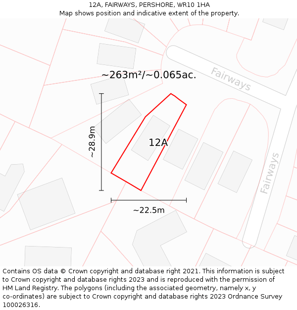 12A, FAIRWAYS, PERSHORE, WR10 1HA: Plot and title map