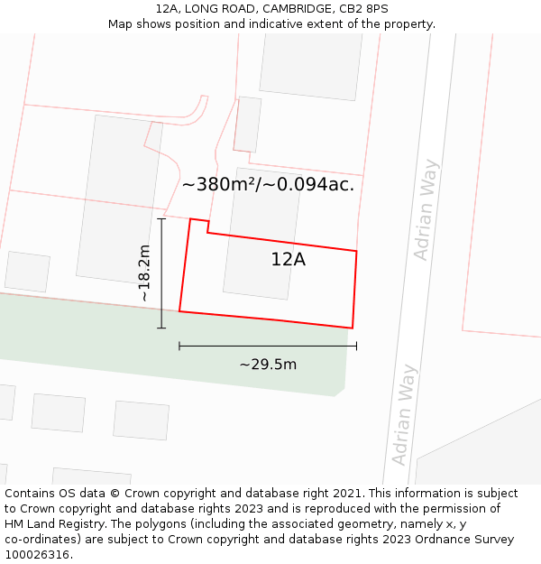 12A, LONG ROAD, CAMBRIDGE, CB2 8PS: Plot and title map