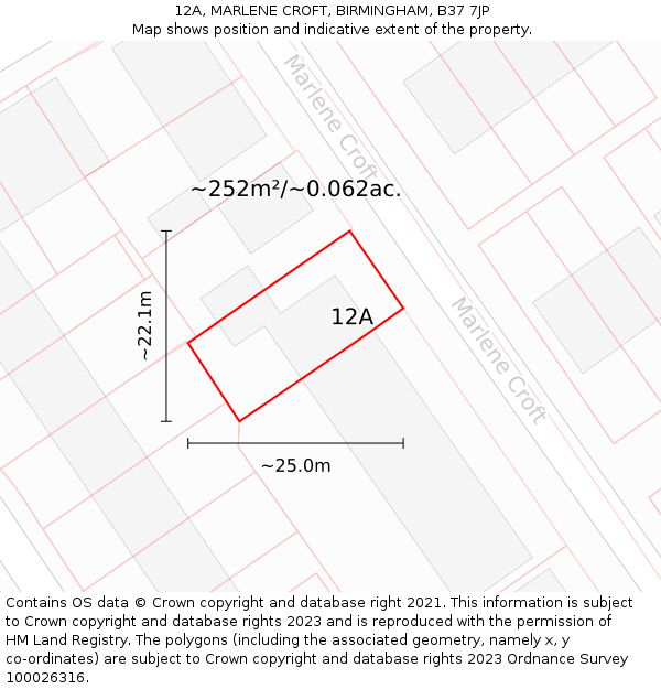 12A, MARLENE CROFT, BIRMINGHAM, B37 7JP: Plot and title map