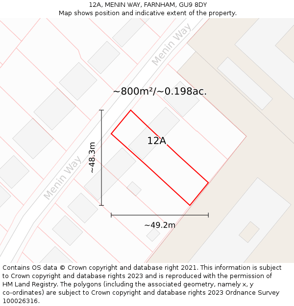 12A, MENIN WAY, FARNHAM, GU9 8DY: Plot and title map