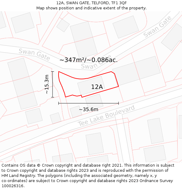 12A, SWAN GATE, TELFORD, TF1 3QF: Plot and title map