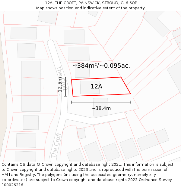 12A, THE CROFT, PAINSWICK, STROUD, GL6 6QP: Plot and title map