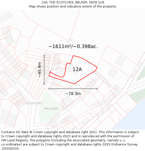 12A, THE SCOTCHES, BELPER, DE56 2UE: Plot and title map