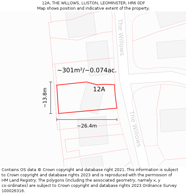 12A, THE WILLOWS, LUSTON, LEOMINSTER, HR6 0DF: Plot and title map