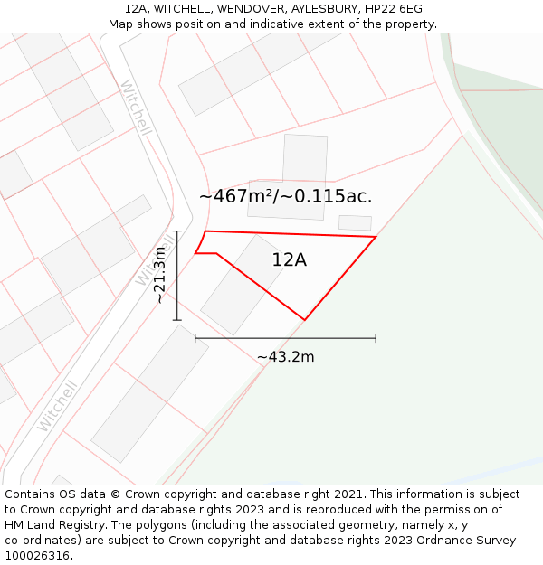 12A, WITCHELL, WENDOVER, AYLESBURY, HP22 6EG: Plot and title map