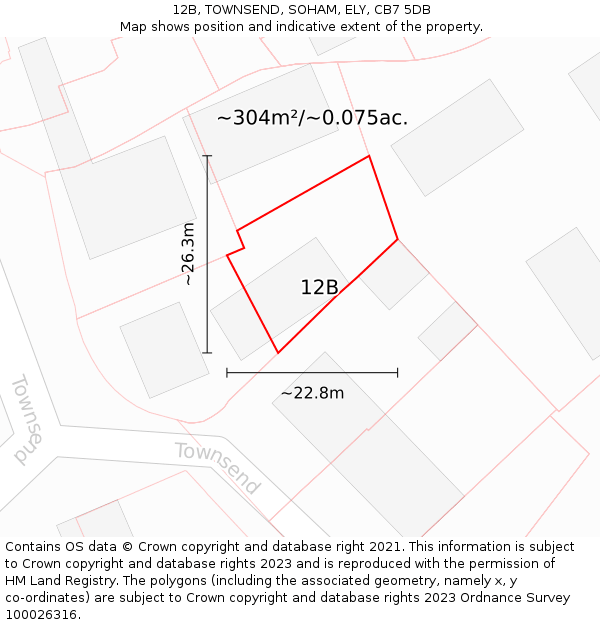 12B, TOWNSEND, SOHAM, ELY, CB7 5DB: Plot and title map