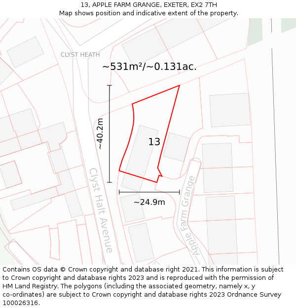 13, APPLE FARM GRANGE, EXETER, EX2 7TH: Plot and title map