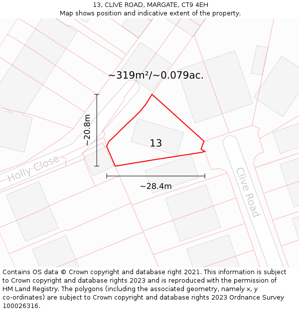 13, CLIVE ROAD, MARGATE, CT9 4EH: Plot and title map