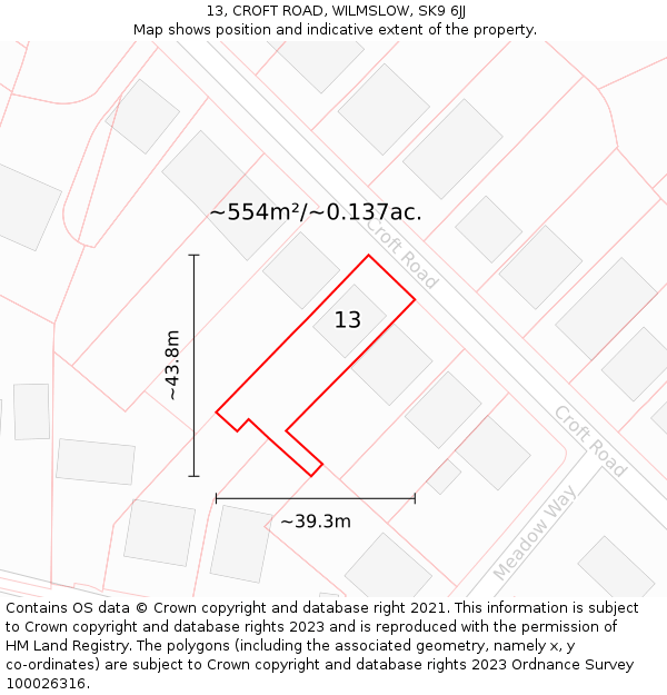 13, CROFT ROAD, WILMSLOW, SK9 6JJ: Plot and title map