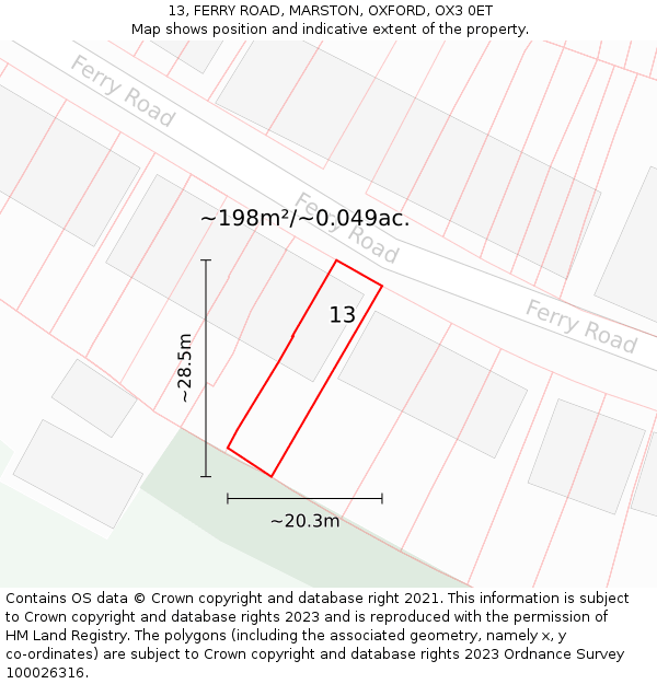 13, FERRY ROAD, MARSTON, OXFORD, OX3 0ET: Plot and title map