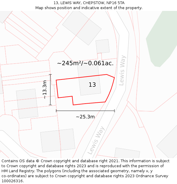 13, LEWIS WAY, CHEPSTOW, NP16 5TA: Plot and title map