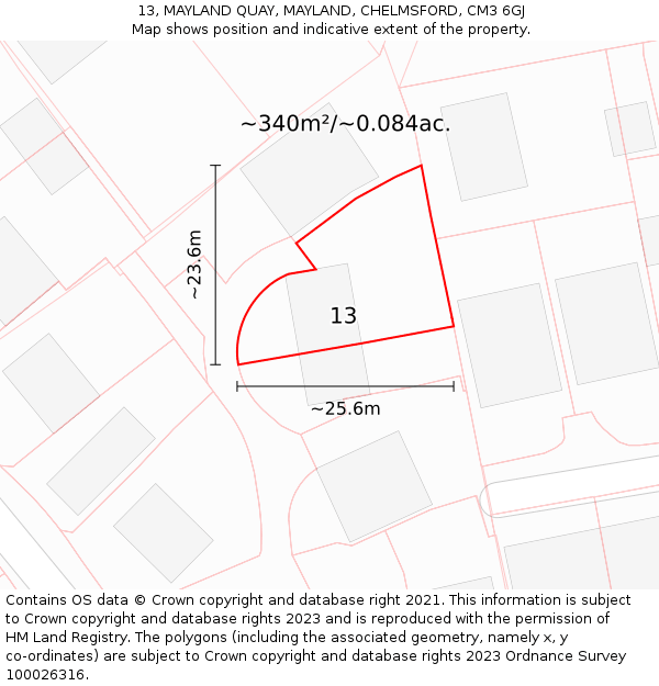 13, MAYLAND QUAY, MAYLAND, CHELMSFORD, CM3 6GJ: Plot and title map