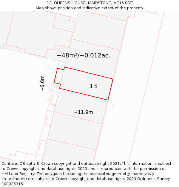 13, QUEENS HOUSE, MAIDSTONE, ME16 0SZ: Plot and title map