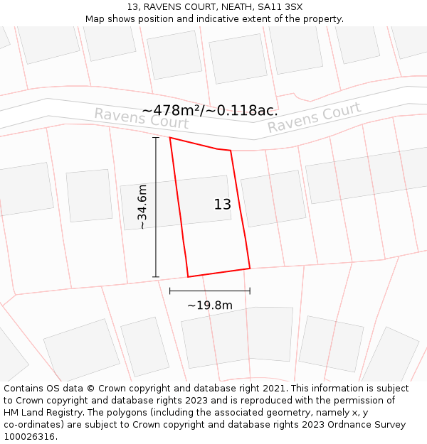 13, RAVENS COURT, NEATH, SA11 3SX: Plot and title map