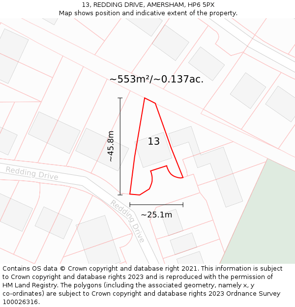 13, REDDING DRIVE, AMERSHAM, HP6 5PX: Plot and title map