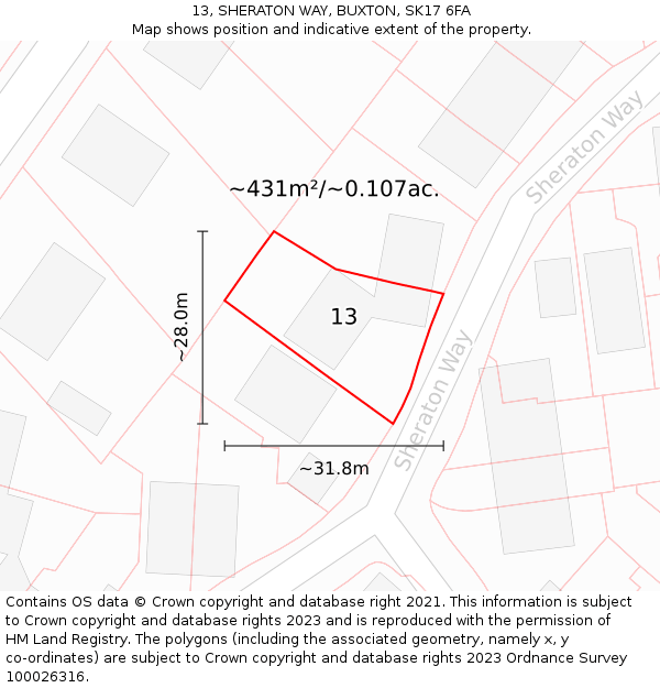 13, SHERATON WAY, BUXTON, SK17 6FA: Plot and title map