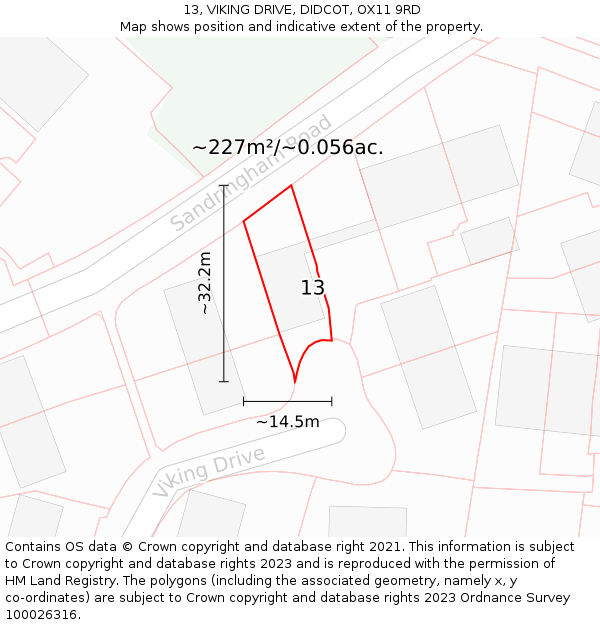 13, VIKING DRIVE, DIDCOT, OX11 9RD: Plot and title map