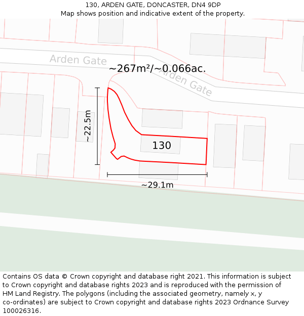 130, ARDEN GATE, DONCASTER, DN4 9DP: Plot and title map