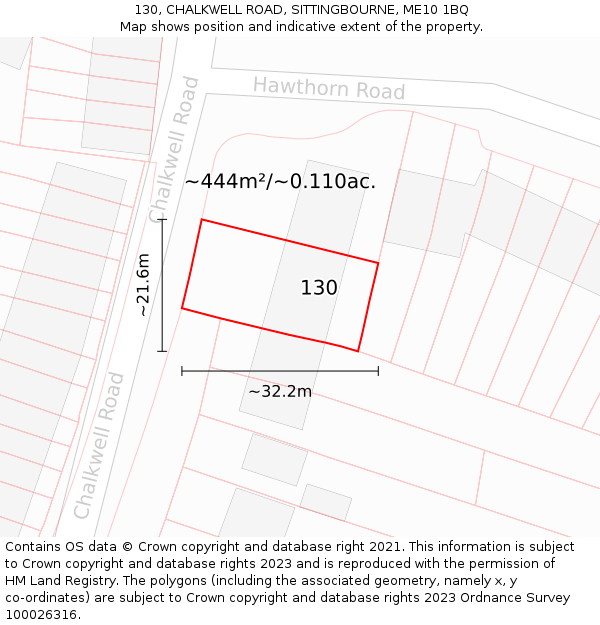 130, CHALKWELL ROAD, SITTINGBOURNE, ME10 1BQ: Plot and title map