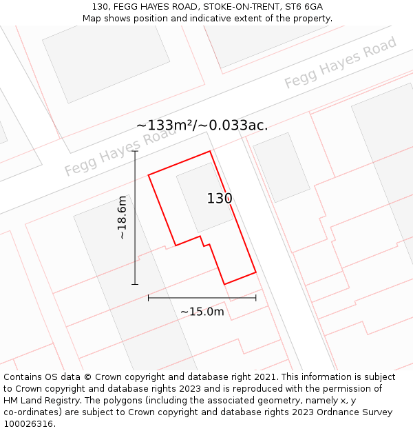 130, FEGG HAYES ROAD, STOKE-ON-TRENT, ST6 6GA: Plot and title map