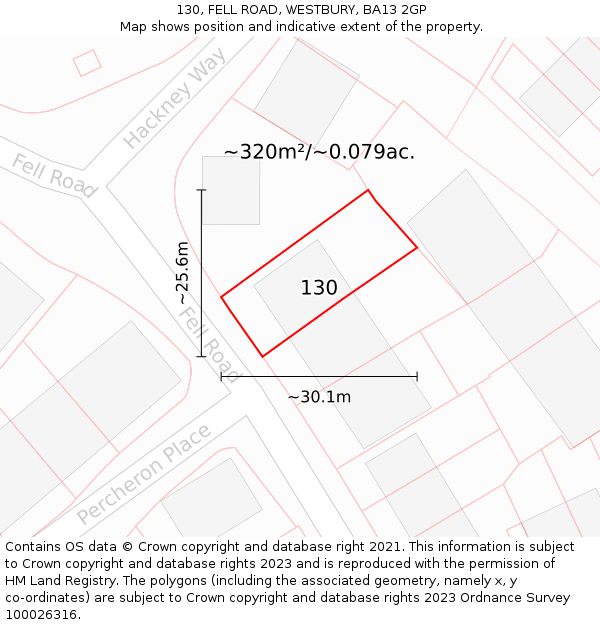 130, FELL ROAD, WESTBURY, BA13 2GP: Plot and title map