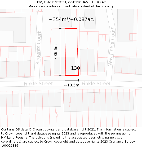 130, FINKLE STREET, COTTINGHAM, HU16 4AZ: Plot and title map