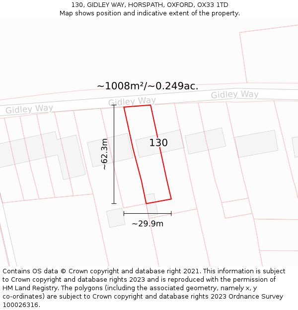 130, GIDLEY WAY, HORSPATH, OXFORD, OX33 1TD: Plot and title map