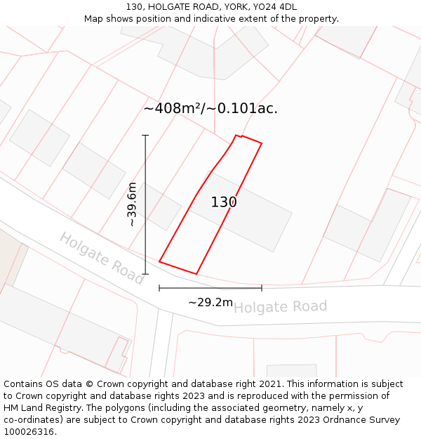 130, HOLGATE ROAD, YORK, YO24 4DL: Plot and title map