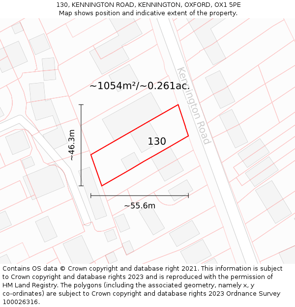 130, KENNINGTON ROAD, KENNINGTON, OXFORD, OX1 5PE: Plot and title map